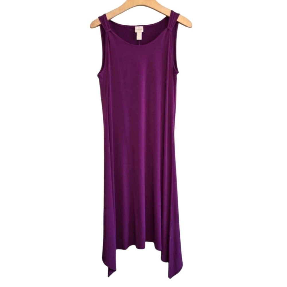 Chico's Hyacinth Purple Shoulder Detail Midi Dress Sz 8 Summer